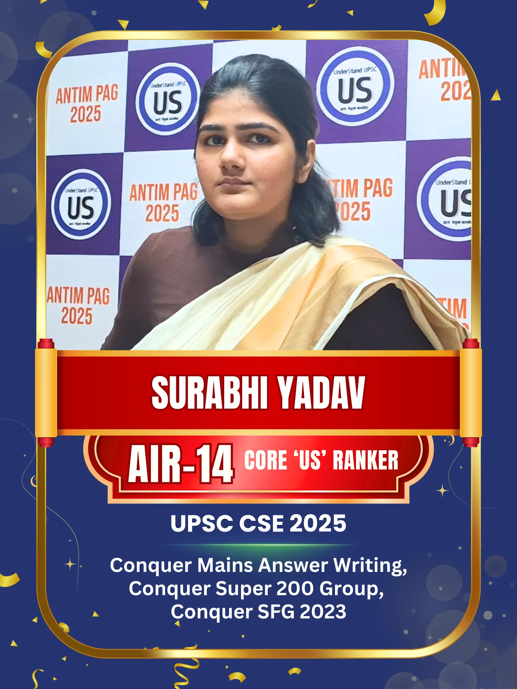 Surabhi Yadav AIR 14 · CSE 2025